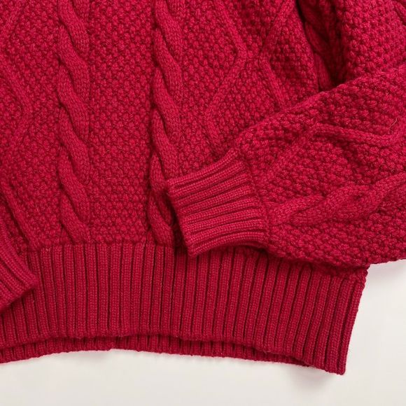 Aymara Mushua Cable Knit Cardigan Sweater Wool Stretch Red S/38 - Picture 5 of 8